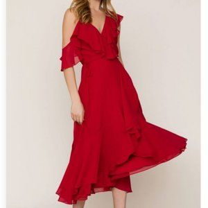 Yumi Kim 'Romance Me' Ruffle Wrap Dress in Red (Rouge), Small NWT